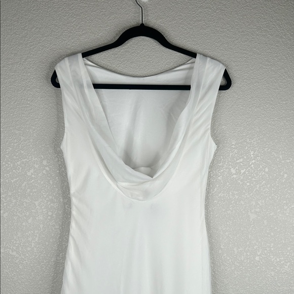 Lulus Yaneli White Boat Neck Cowl Back Maxi Dress Size Medium - Picture 8 of 12